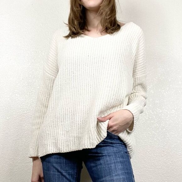 Another One Cream Wool Blend Chenille Sweater - Picture 1 of 7